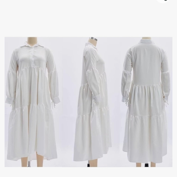Classic white shirt dress mid length /XL main image 1